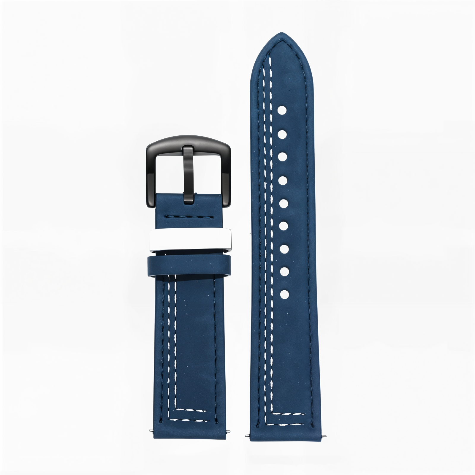 Bracelet sportif en cuir bleu avec couture blanche