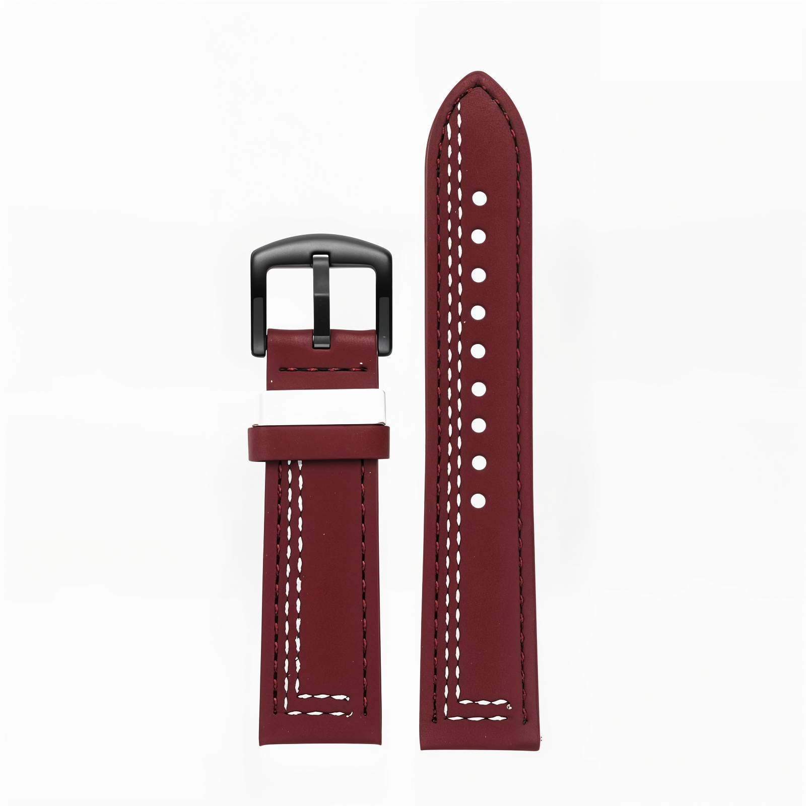 Bracelet sportif en cuir rouge avec couture blanche